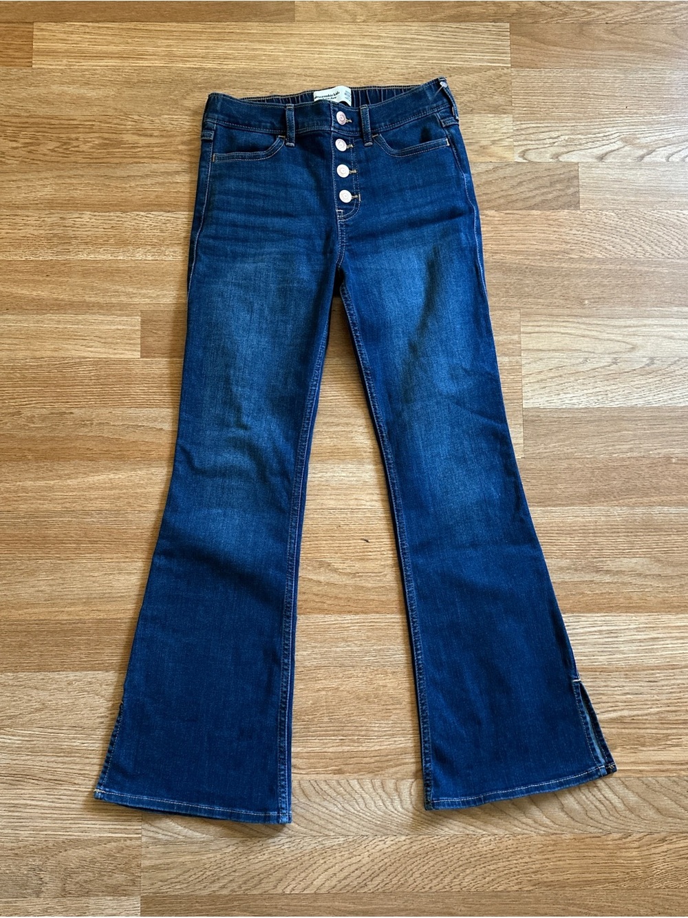 abercrombie kids Dark Blue Button-Fly Flare Jeans